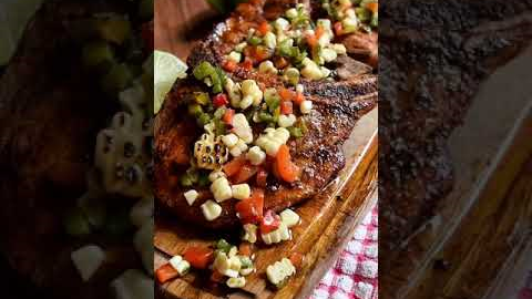 Grilled Pork Chops with Charred Corn and Poblano Relish from Jacqueline Duffin