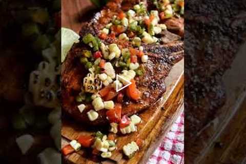 Grilled Pork Chops with Charred Corn and Poblano Relish from Jacqueline Duffin