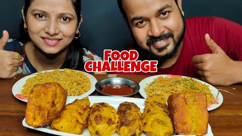 MASALA YIPPEE NOODLES,BREAD PAKODA,ALOO VADA EATING CHALLENGE | INDIAN STREET FOOD EATINGCOMPETITION