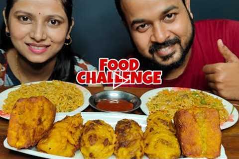 MASALA YIPPEE NOODLES,BREAD PAKODA,ALOO VADA EATING CHALLENGE | INDIAN STREET FOOD EATINGCOMPETITION