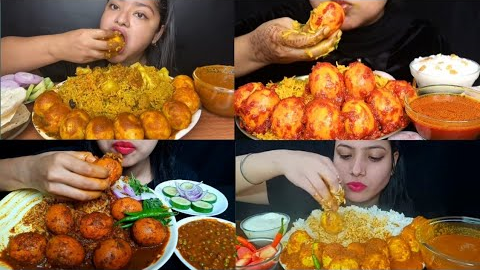 ASMR EATING EGG CURRY, RICE | INDIAN FOOD MUKBANG | EATING EGG CURRY COMPILATION