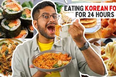 Eating ONLY Vegetarian KOREAN food for 24 Hours 😱😳 Indian Trying Korean Dishes For The First Time