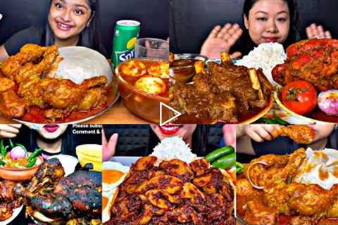 ASMR EATING SPICY CHICKEN CURRY, EGG CURRY, MUTTON CURRY | BEST INDIAN FOOD MUKBANG/ADMR |FoodShood|