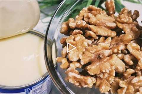 Whisk the condensed milk with nuts! Dessert in a minute, you will be surprised! Do not bake!
