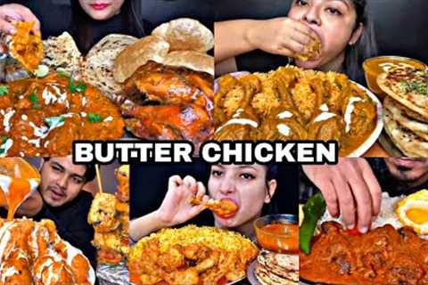 ASMR EATING BUTTER CHICKEN WITH NAAN, RICE, PANEER TIKKA | BEST INDIAN FOOD MUKBANG |Foodie India|