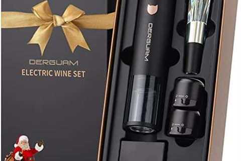 [2022 Newest] DERGUAM Electric Wine Opener, ALL-IN-ONE Rechargeable Electric Wine Bottle Opener Set ..