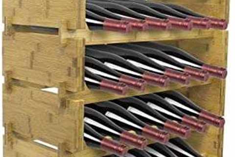 Sorbus Stackable Bamboo Wine Rack — Classic Style Wine Racks for Bottles — Perfect for Bar, Wine..