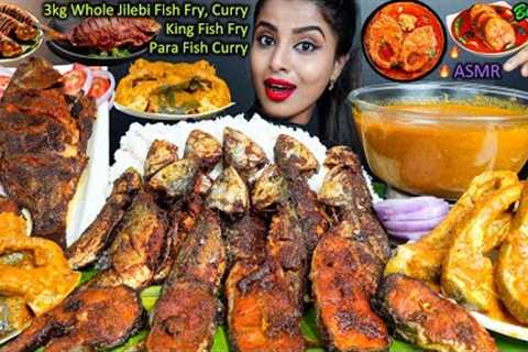 ASMR Eating Spicy Full Fish Fry,Whole Fish Curry,Fish Fry Masala,Rice Big Bites ASMR Eating Mukbang