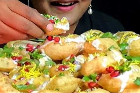 ASMR Eating Dahi Puri | Indian Street Food Eating Show | Big Bites | salivary asmr Indian mukbang