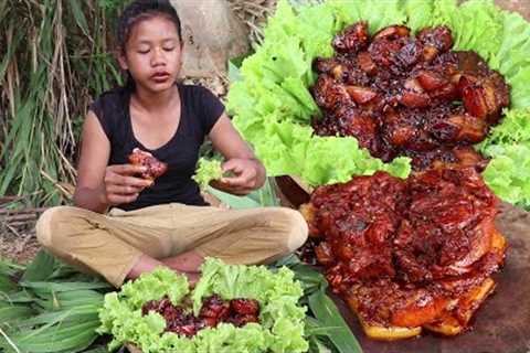 Yummy cook Pork tasty with salad for food - Pork curry spicy for eating delicious
