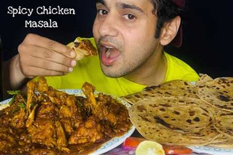 Eating Spicy Chicken Dry With Homeamde Prantha | Indian Food Mukbang |