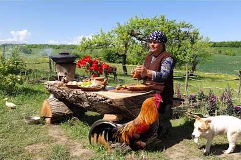 Village Style Chicken Paella, Toyuq Plovu Bişirdik, Outdoor Cooking