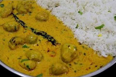indian food Asmr Rice /bhaji/sabji/pakoda kadhi