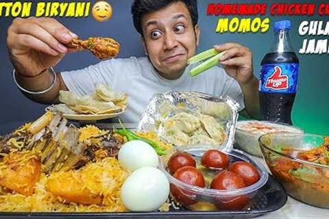 1 Kg Kolkata Mutton Biryani, Homemade Chicken Curry, Eggs, Momos, Gulab Jamun, Raita & Papad..