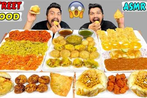 ASMR MUKBANG INDIAN STREET FOOD | EATING PANI PURI, PAV BHAJI, CHOWMEIN,MOMOS, SAMOSA,VADAPAV,DABELI