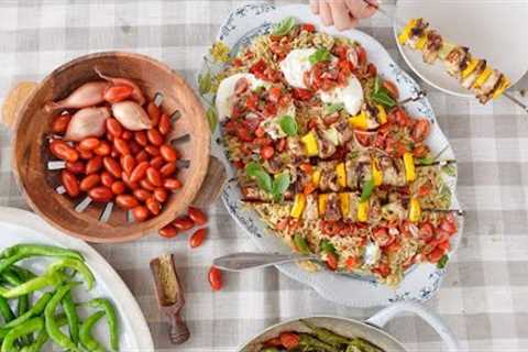 Caprese Chicken Skewers & Orzo - Fresh Summer Cooking