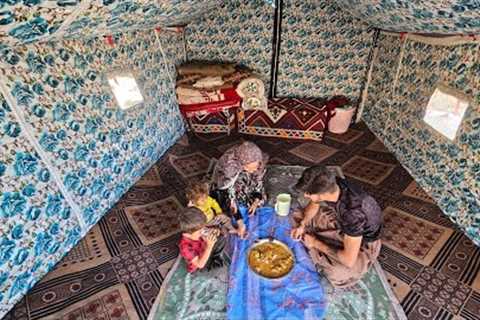 Nomadic Life in the Mountains: Cooking Delicious Soup Inside the Nomadic Tent 🏔️🍲🔥