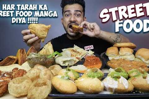 INDIAN STREET FOOD DAHI GOLGAPPE, SPRING ROLL, CHOLE BHATURE, BREAD PAKODA, MASALA DOSA,MOMO MUKBANG