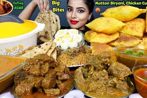 Eating Spicy Mutton Rogan Josh Curry,Chicken Curry,Mutton Biryani,Rice Big Bites ASMR Eating Mukbang