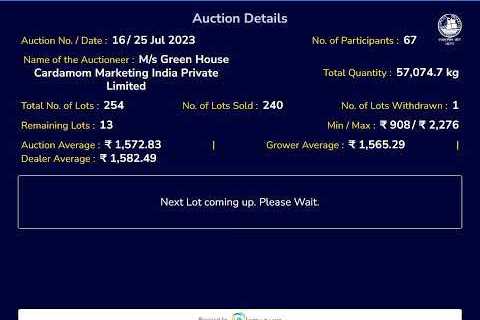 SPICES BOARD LIVE E-AUCTION  25/07/2023 - GREENHOUSE