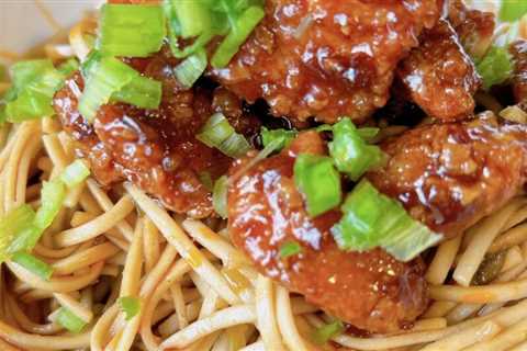 Mandarin Orange Chicken with Stir-Fried Udon Noodles