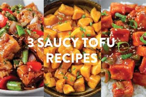 3 SAUCY TOFU RECIPES | Easy Vegan Orange, Ginger Sesame, Sweet & Spicy Tofu + HOW TO COOK TOFU