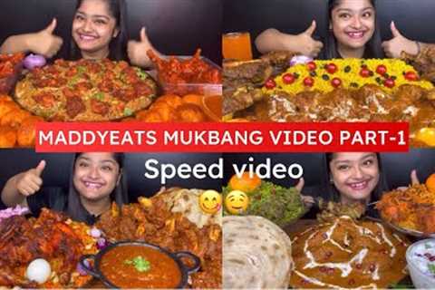 ASMR INDIAN FOOD MUKBANG | MaddyEats mukbang Videos | eating chicken curry, mutton curry, biryani🤤