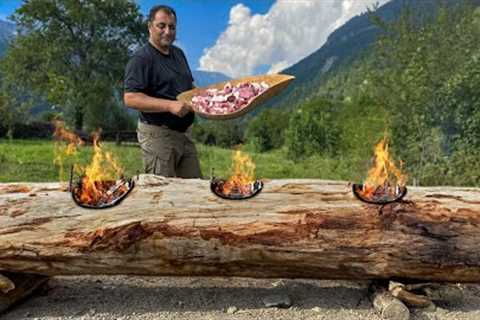 Delivered A Huge Log For Cooking Three Delicious Homemade Dishes At Once