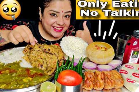EATING PALAK PANEER CHAWAL, PUDHINA PARATHA, RAJ KACHORI, PINNI | Only Eating No Talking Mukbang