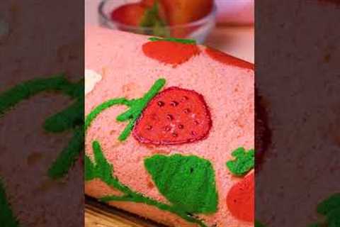Cute Strawberry Roll Cake #shorts