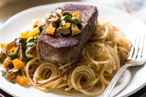 Morrocan Style Paleo Pork Chops with Spiralized Apple Noodles {Super Simple}