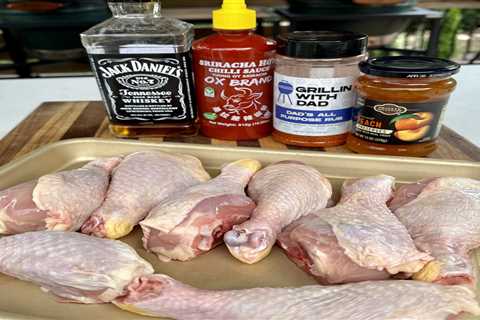 Peach and Whiskey Chicken Lollipops