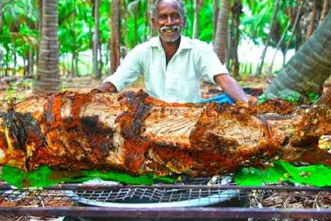 GIANT FISH COOKING INSIDE CLAY | Delicious Mud Fish Recipe | Grandpa Got Huge Fish |Eating Challenge
