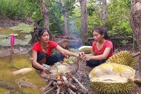 Catch and cook duck spices grilled for jungle food, catch fresh fish in river for food, +2 videos