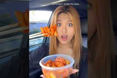 EATING SPICY TTEOKBOKKI IN THE CAR GONE VERY WRONG #shorts #viral #mukbang