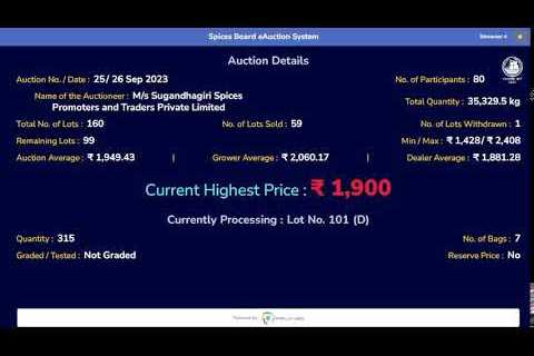 SPICES BOARD LIVE E-AUCTION - 26 SEPTEMBER 2023 - SUGANDHAGIRI