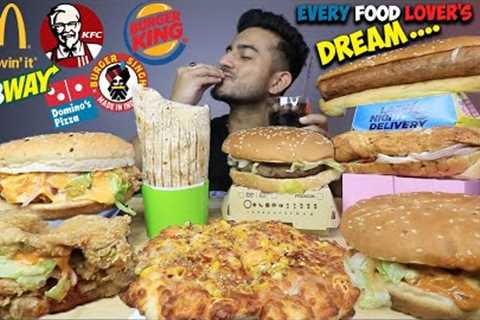 KFC, DOMINO''S, McDONALD''S, BURGER KING, BURGER SINGH, SUBWAY, PIZZA, BURGER, WRAP, HOT DOG MUKBANG