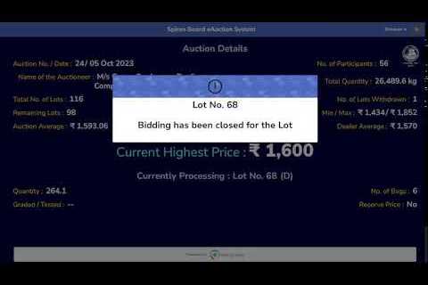 SPICES BOARD LIVE E-AUCTION - 05 OCTOBER  2023 - GCTC