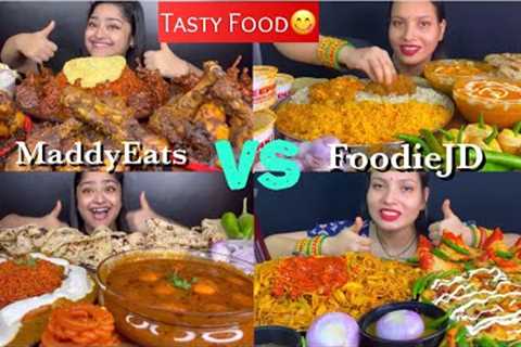 FOOD COMPILATION | ASMR INDIAN FOOD MUKBANG | MaddyEats VS FoodieJD MUKBANG VIDEOS | Eating Video😋