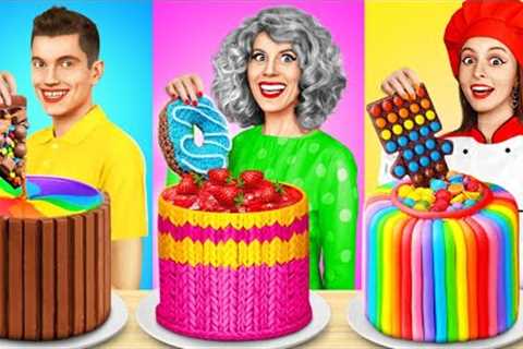 Me vs Grandma Cooking Challenge | Secret Cake Decorating Recipes by YUMMY JELLY