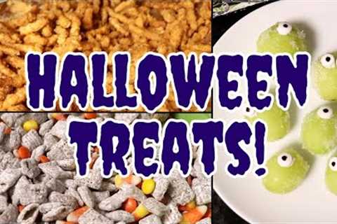 KID FRIENDLY HALLOWEEN TREATS! | CARAMEL CHEETOS, PUPPY CHOW, SOUR PATCH GRAPES