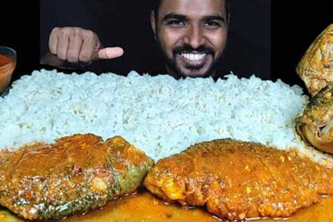 SPICY WHOLE FISH CURRY, FISH HEAD CURRY, RICE & SALAD MUKBANG | INDIAN MUKBANG FISH CURRY