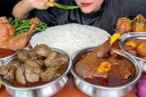 HANDI MUTTON CURRY,HANDI CHICKEN CURRY,LIVER CURRY,EGG CURRY,FISH CURRY *ASMR EATING