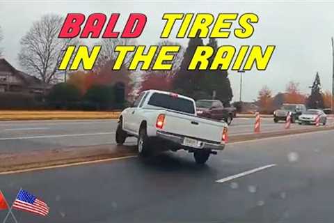DRIVER FISHTAILS IN THE RAIN AND HITS CURB | USA & Canada Compilation