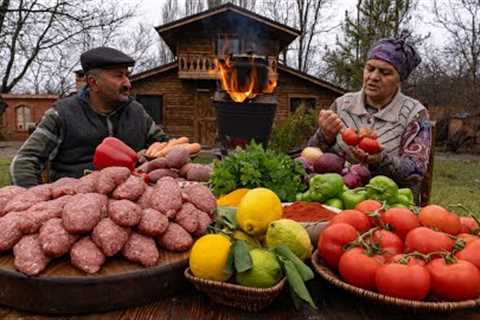 Kazan Cutlets With Vegetables: Cooking on a Wood Fire