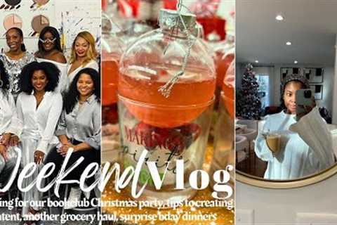 VLOG|| Bookclub Christmas Party, creating sponsored content, surprise bday dinner