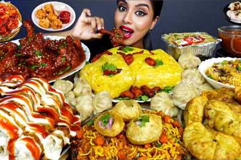 ASMR Eating Spicy Dragon Chicken Curry,Momos,Bhel Puri,Fried Rice,Egg Big Bites ASMR Eating Mukbang