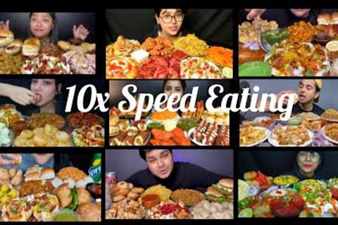 10x Speed Eating🤤Indian Street Food Eating 🤤❤ #mukbang #asmrfood #streetfood #eating #indianfood..