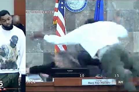 Las Vegas suspect rushes and beats judge during sentencing