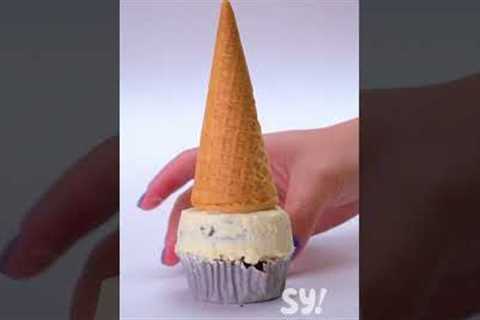 Turn your cupcake into a tree with this ice cream cone hack #shorts